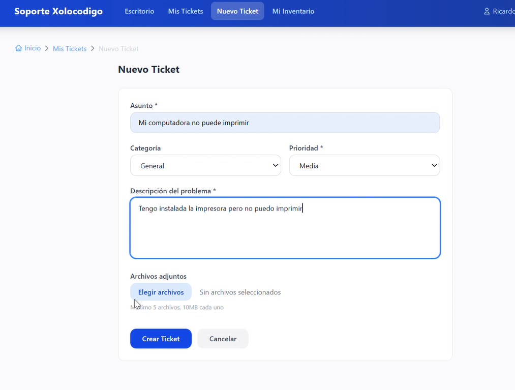 Paso 8: Llena los datos del ticket